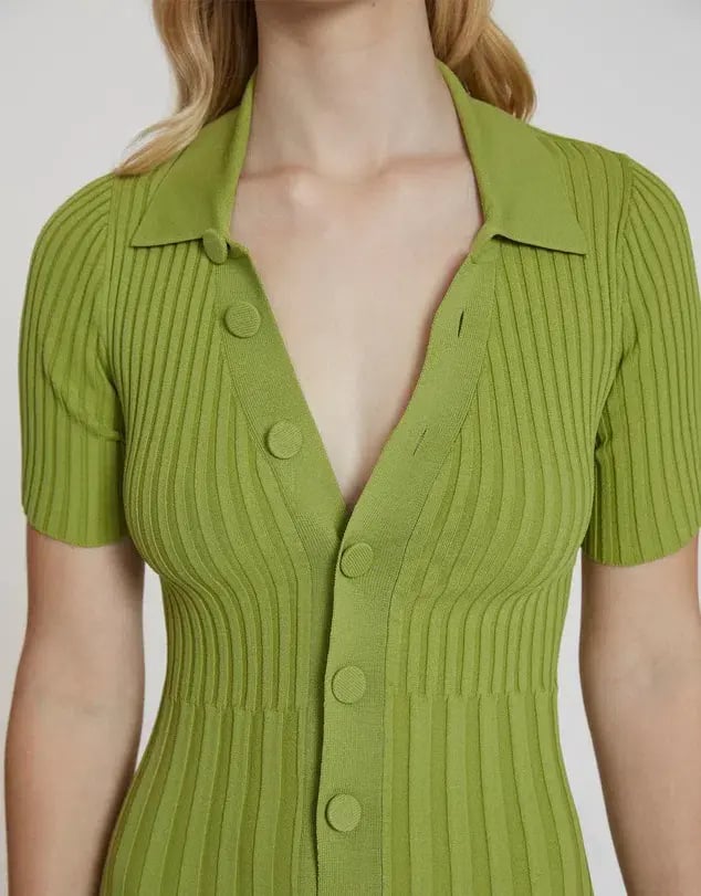 By Johnny Button Down Knit Midi Dress Green Size XS photo 2