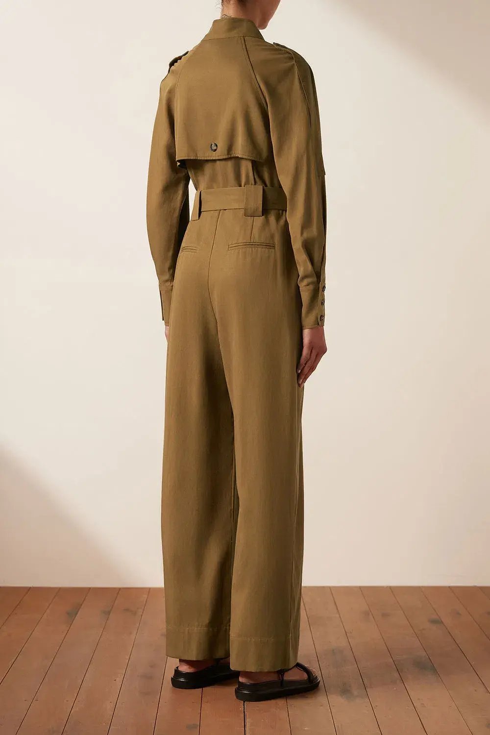 Shona Joy Sara High Neck Boiler Suit Tapenade Size 14 photo 4