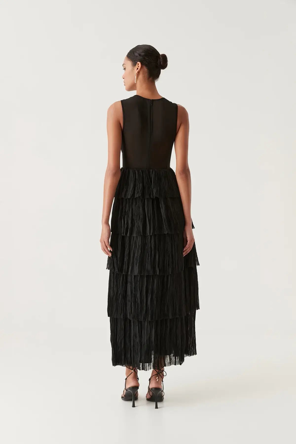 Aje Escapist Black Tiered Maxi Dress Size 10 photo 4