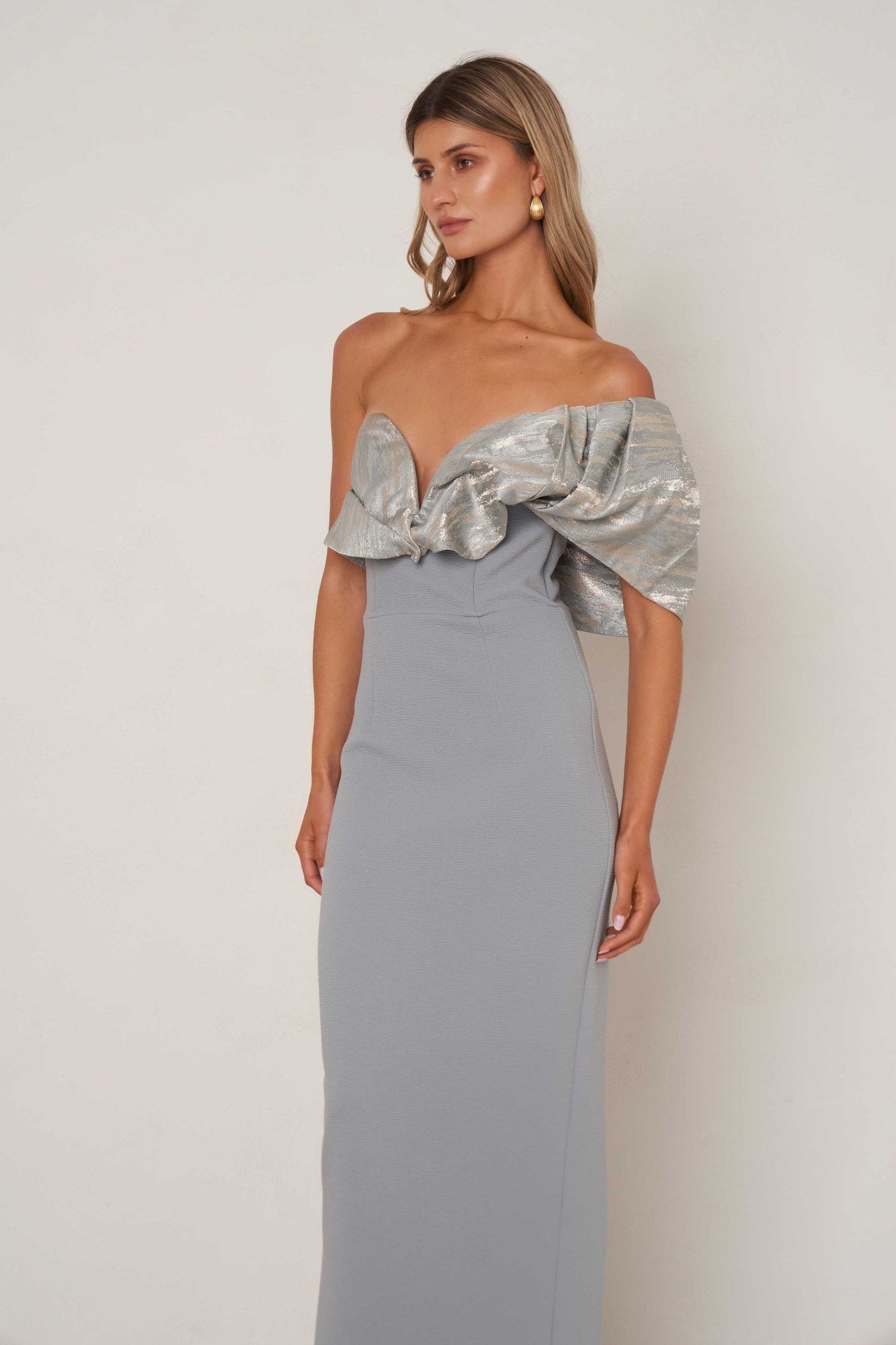 ELLE ZEITOUNE NAOMI DRESS - SLATE BLUE photo 3