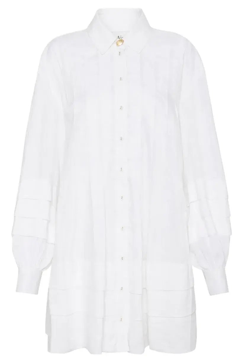 Aje Recurrence Belted Smock Dress White Size 10 / M photo 6