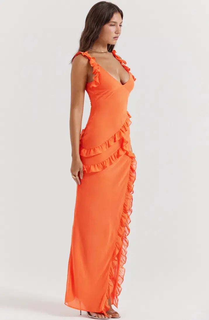 House of CB Pixie Ruffle Maxi Dress in Flame Orange Size XS / AU 6 - 8 photo 2