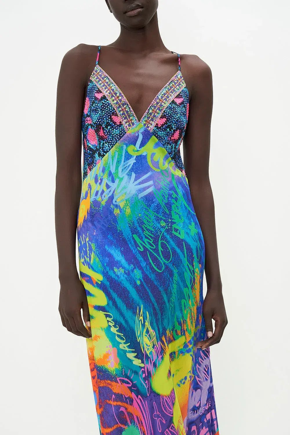 Camilla Mother Earth's Army V Neck Full Length Bias Slip Dress Print Size XL / AU 16 photo 4