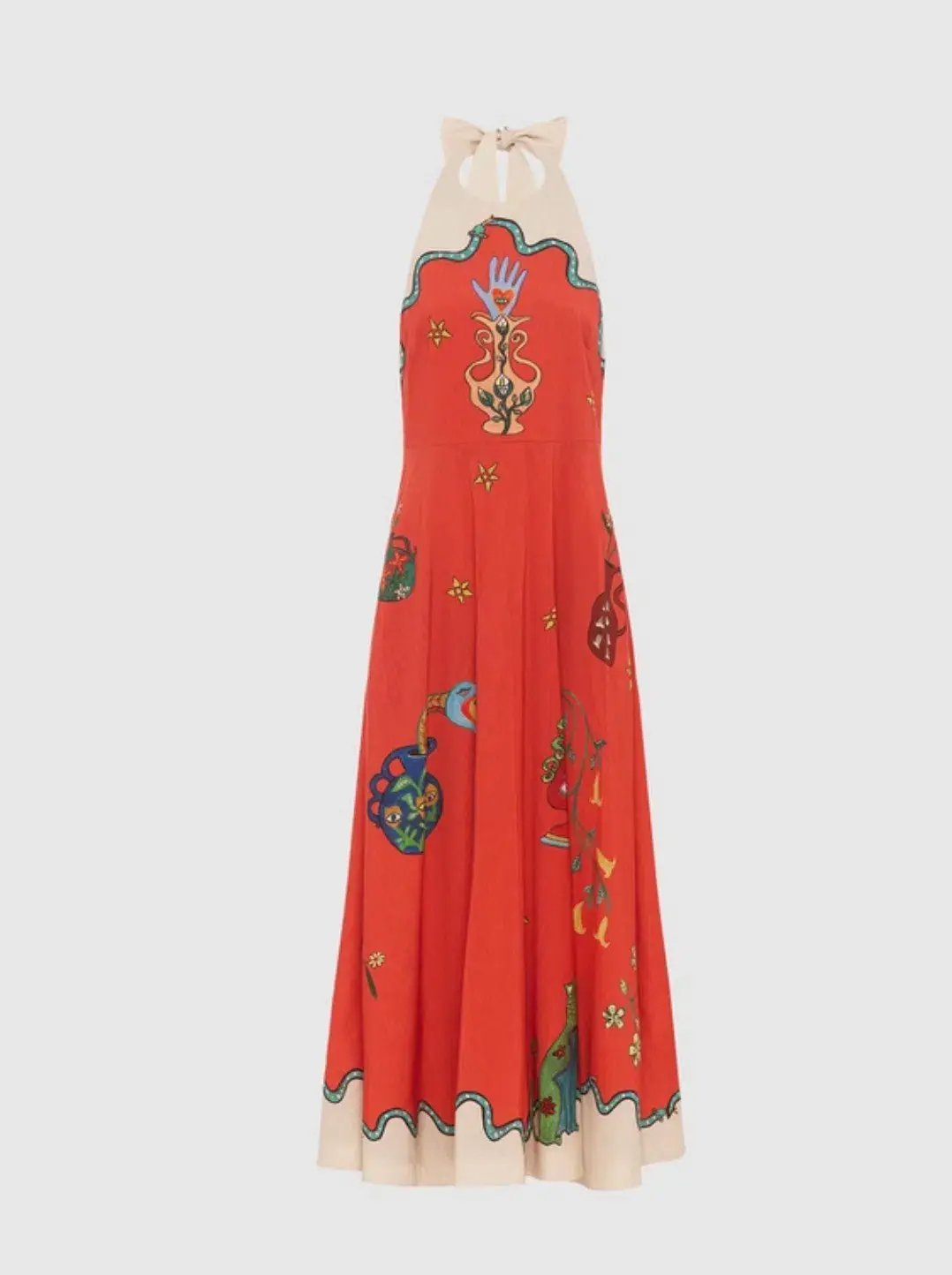 Alemais Rose Halter Dress Orange Multi Size 12 photo 5