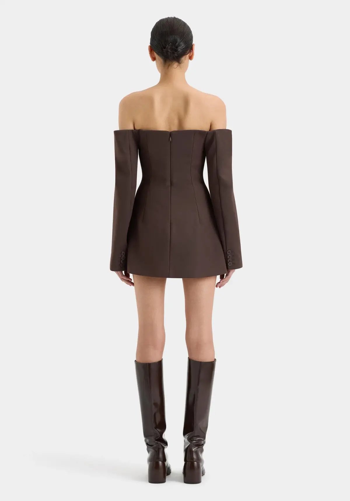 Sir the Label Sandrine Tailored Mini Dress in Chocolate Brown Size 1 / AU 8 photo 9