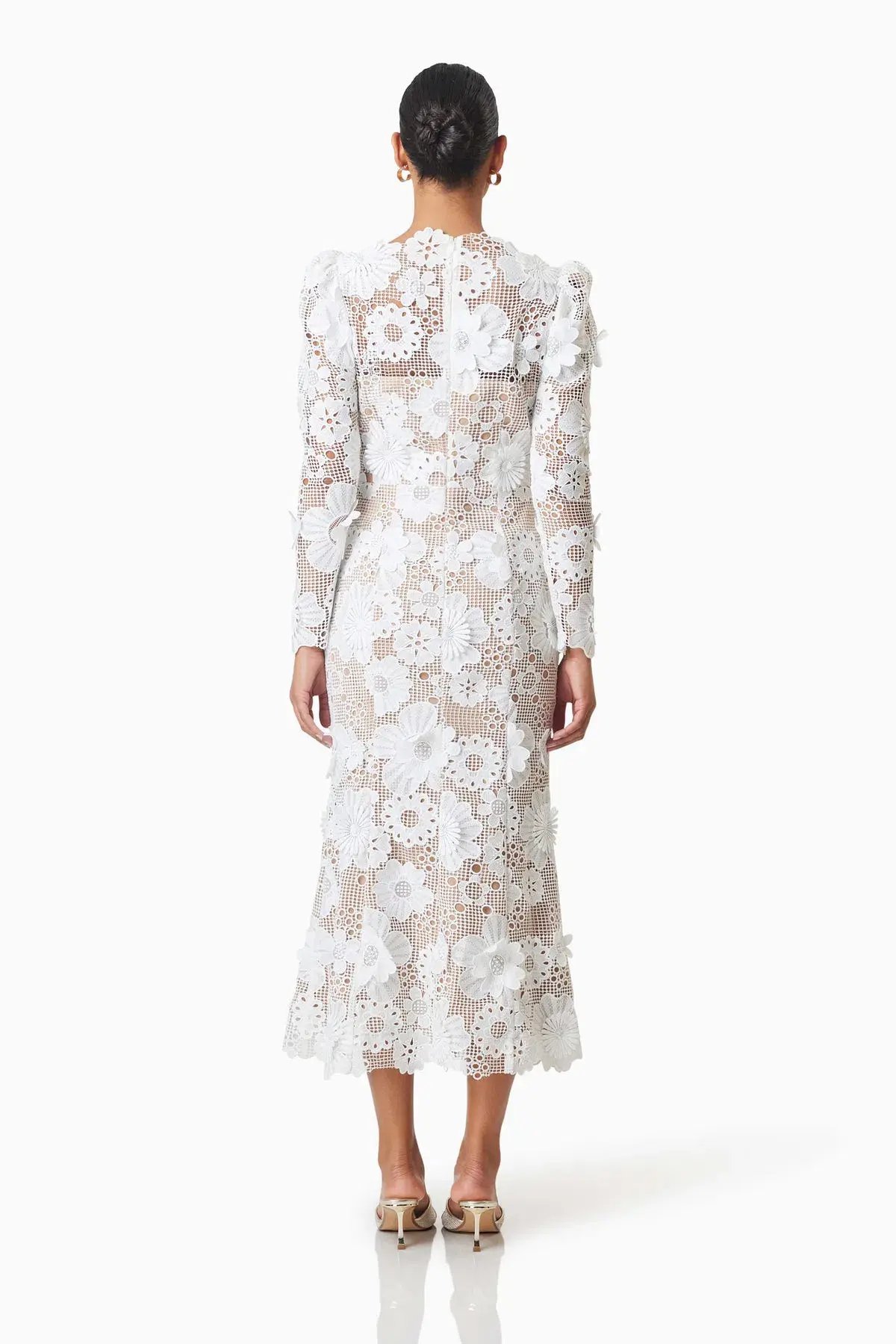 Elliatt Autumn Long Sleeve Midi Dress in White Size 10 photo 3