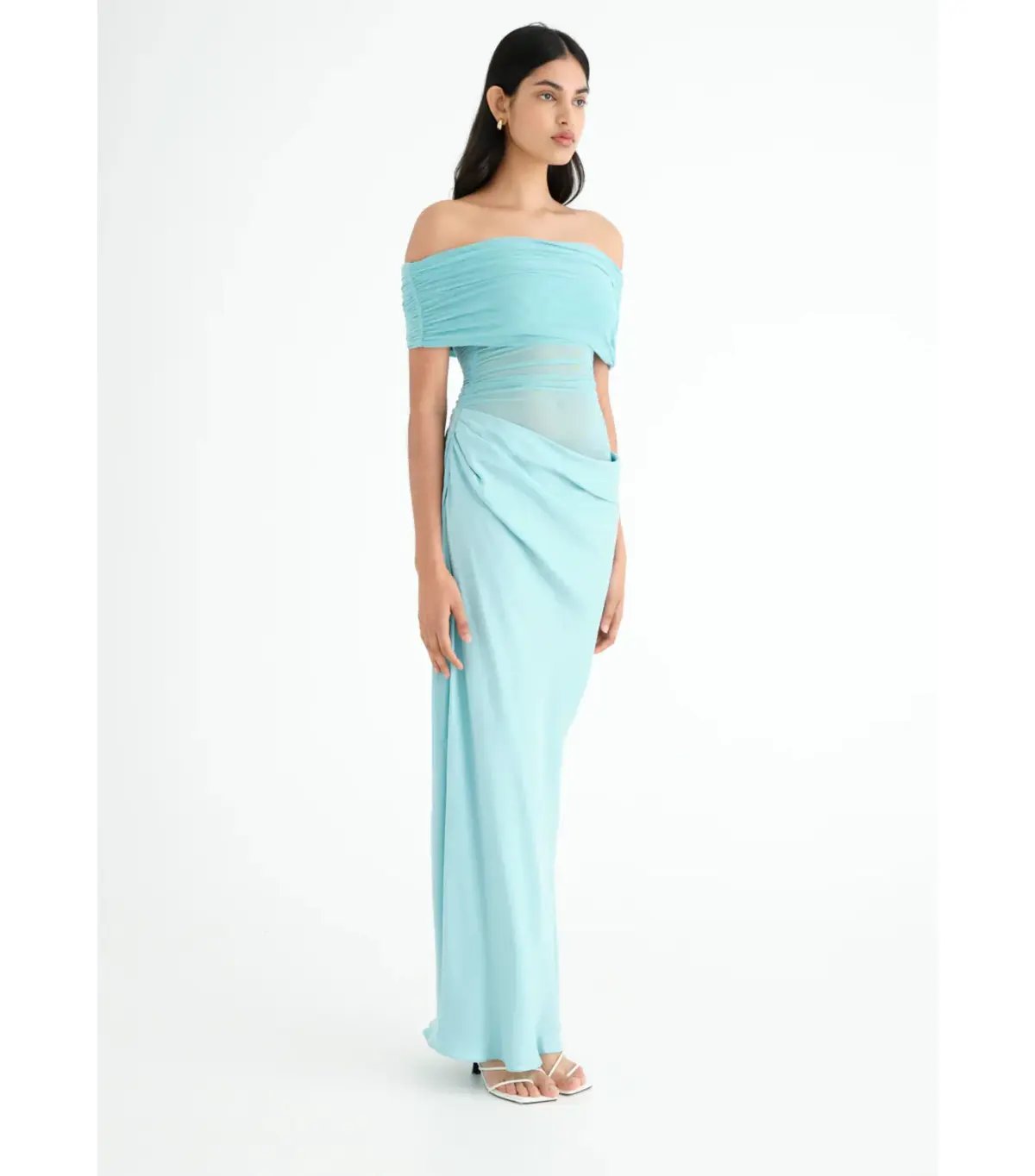 Benni Nico Off Shoulder Maxi Dress Aquamarine Size AU 8 photo 2