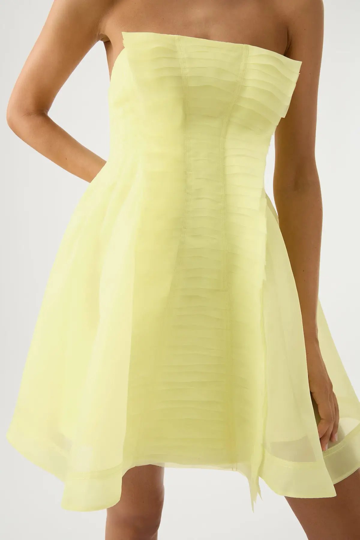Aje Astrid Strapless Mini Dress Soft Lemon Yellow  Size 8 photo 3