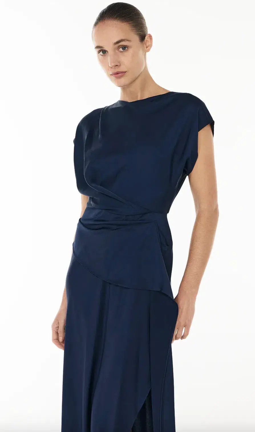 Manning Cartell Fluid Notion Drape Dress Navy Size 10 photo 3