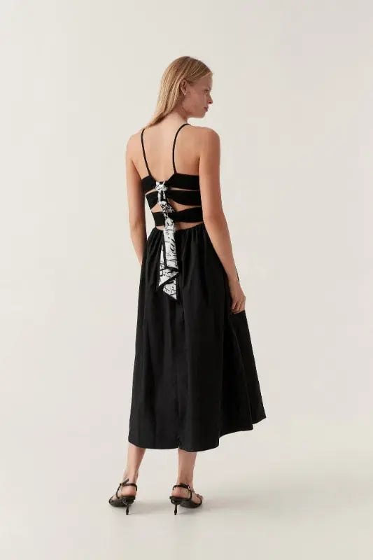Aje Danica Tie Back Midi Dress Black Size AU 16 photo 4