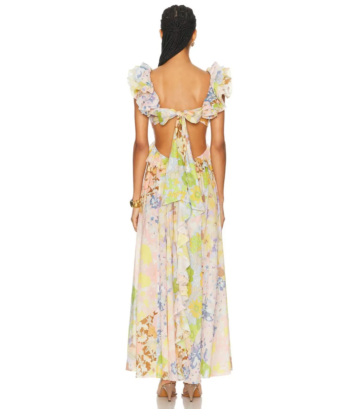 Zimmermann Pop Ruffle Sleeve Midi Dress in Patch Floral Size 0 / AU 8 photo 3