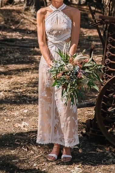 Zimmermann Corsage Lily Midi Halter Dress Cream/Nude Size 0 photo 4