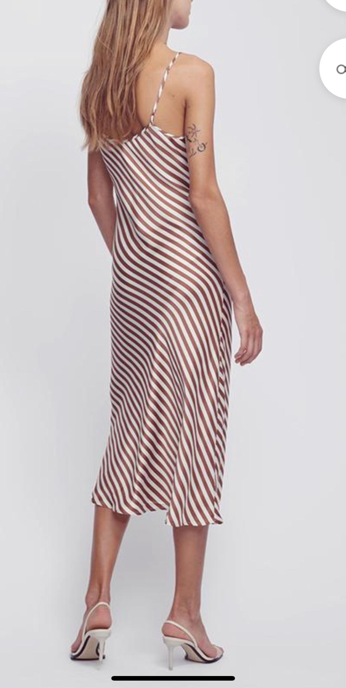 Silk laundry 90’s silk slip dress toffee stripe Size 10 photo 2