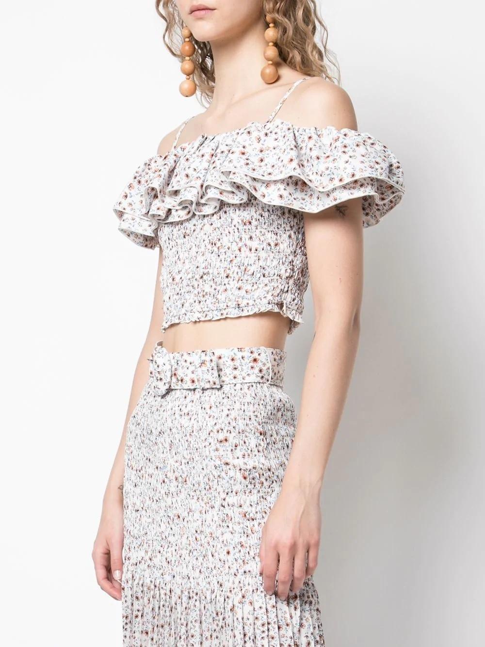 Nicholas Ruffled Poppy Print Top and Skirt  SIze 6 photo 2