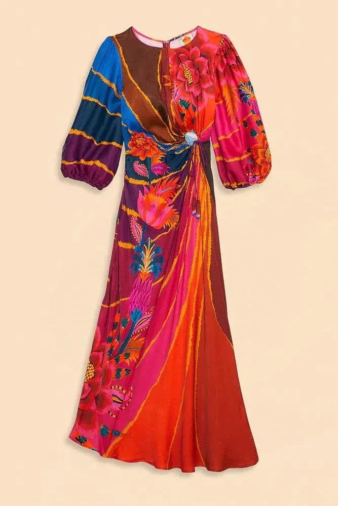 Farm Rio Vintage Wave Circle Cut-Out Midi Dress Floral Size 10 photo 4