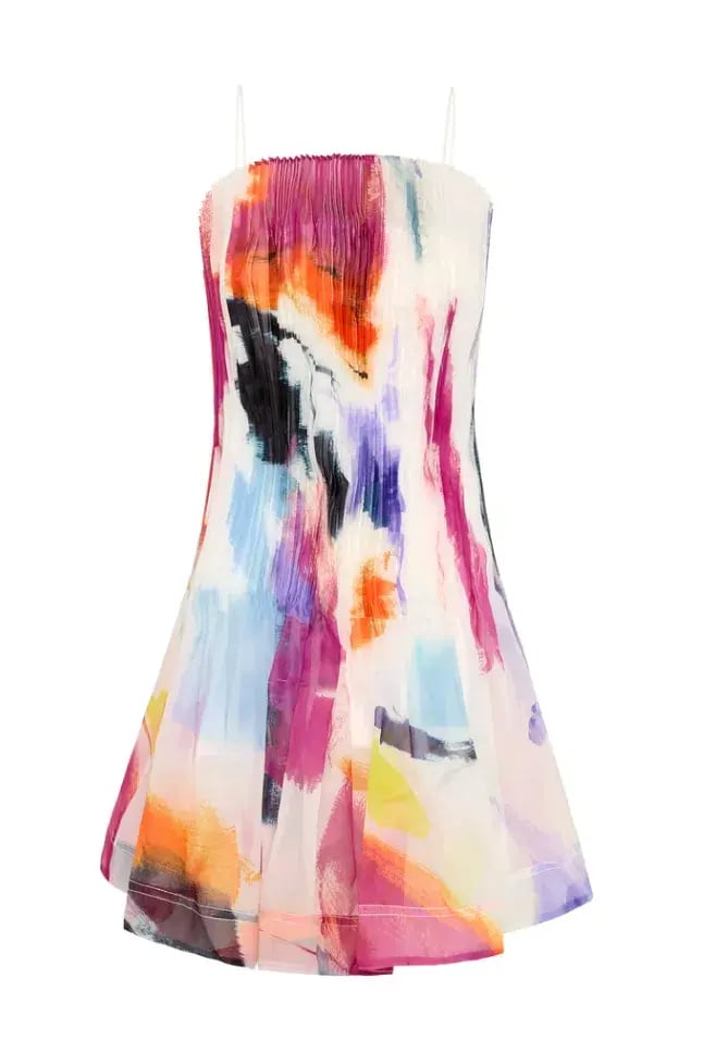 Aje Celestial Pleated Mini Dress Multi Size 8 / S photo 4
