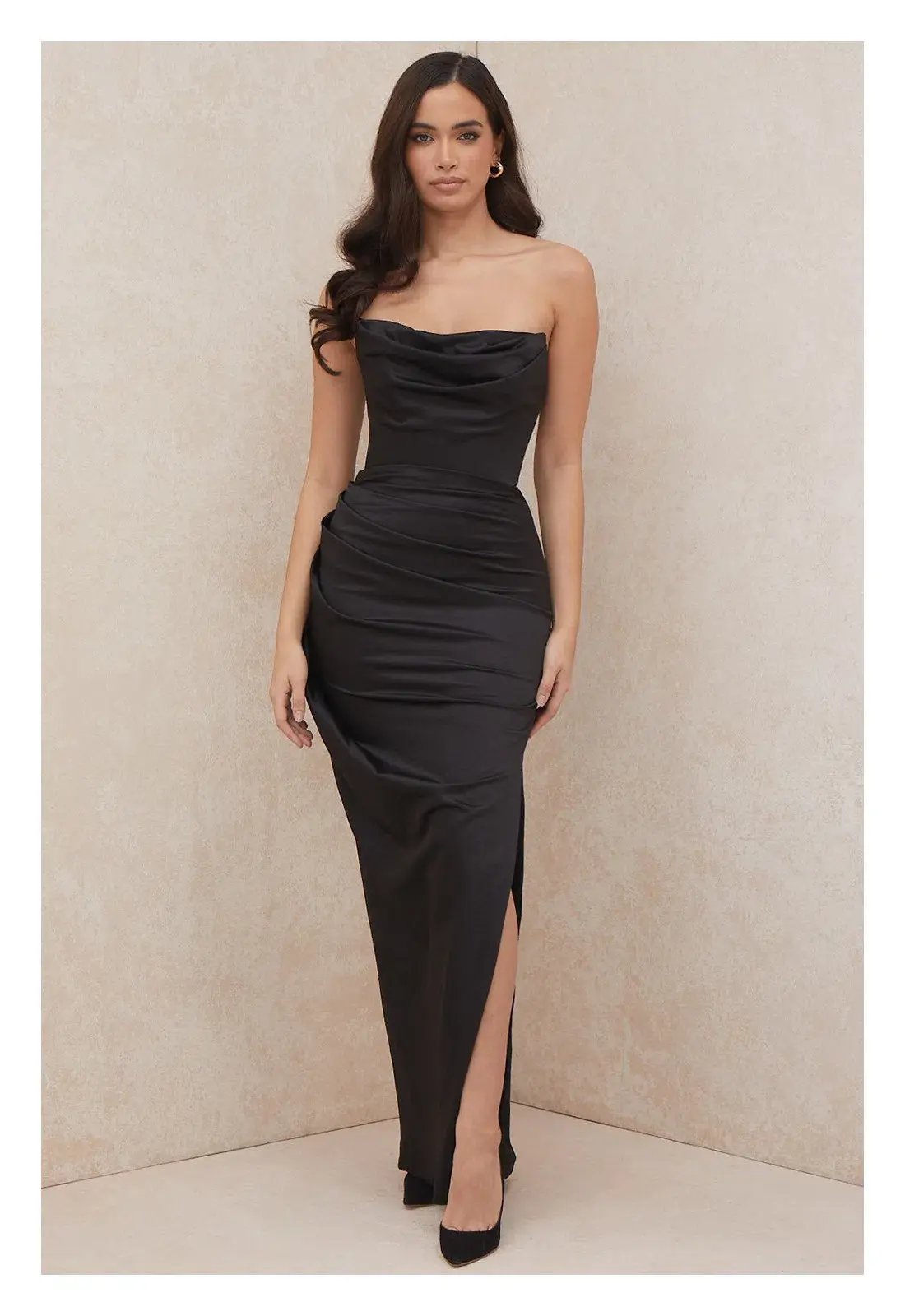 House of CB Adrienne Strapless Maxi Dress Black Size 6 photo 3