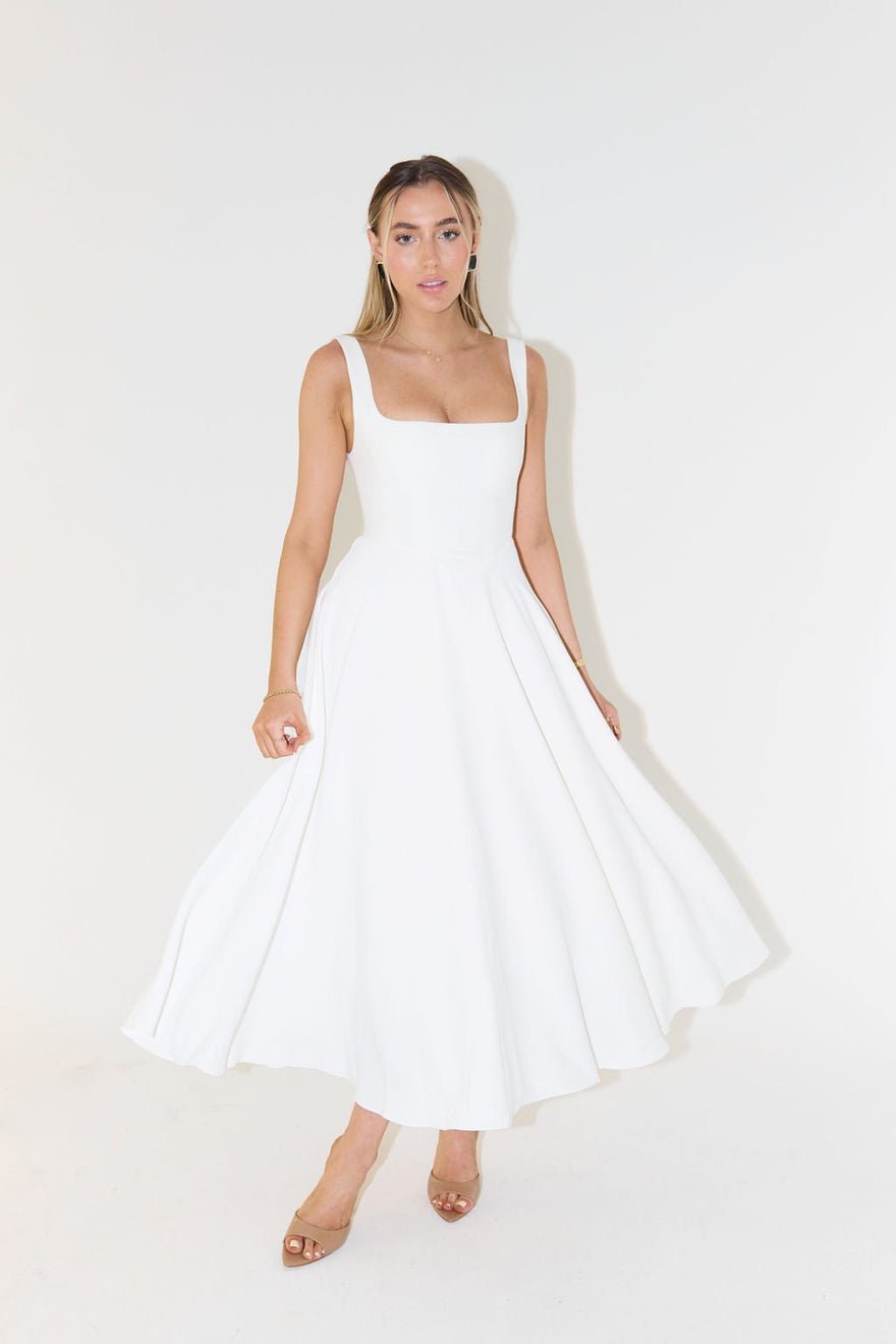 Odd Muse The Ultimate Muse High Waist Square Neck Midi Dress - White photo 4