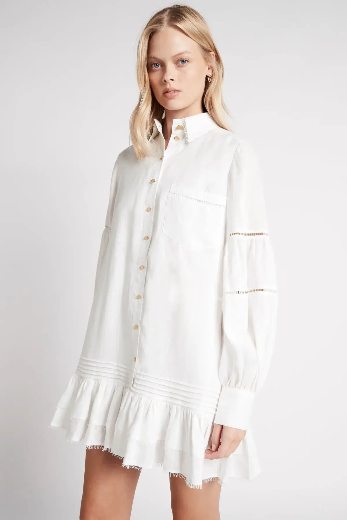 Aje Lotus Shirt Mini Dress Ivory Size 6 photo 2