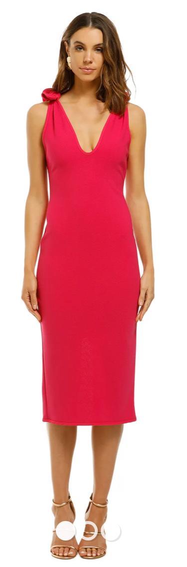 By Johnny V Neck Bow Shoulder Dress - Pink photo 3