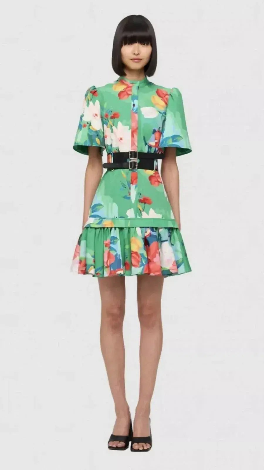 Leo Lin Shirt Dress Lilypad Florescene Mini Green Size AU 6 photo 4