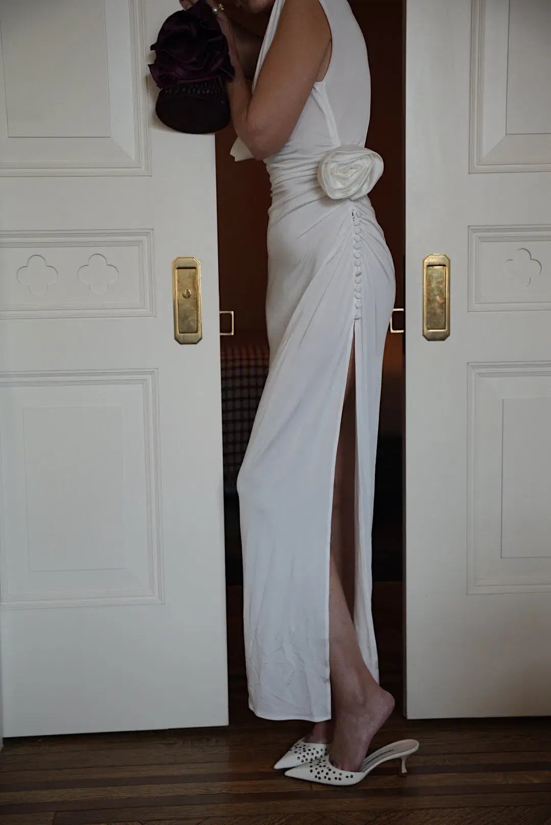 Magda Butrym Draped Neck Dress White Size 6 photo 5