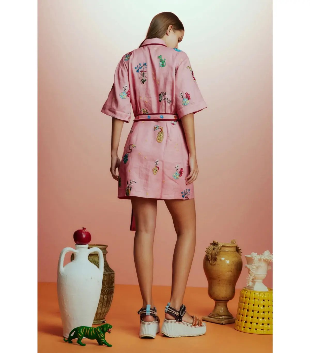 Alemais Timmy Embroidered Mini Dress Pink Size AU 10 photo 3