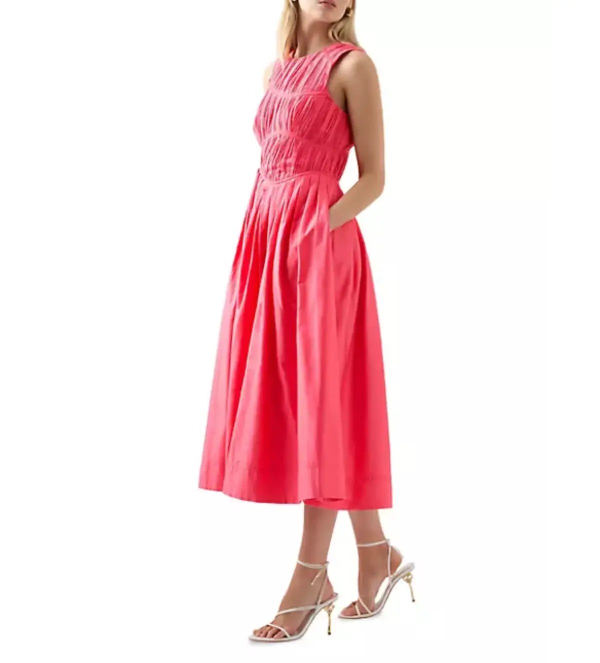 AJE Nya Gathered Midi Dress Hot Pink Size 10 photo 2
