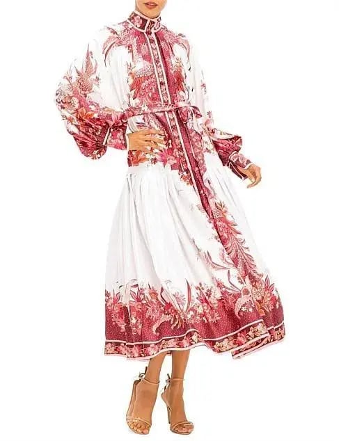 Zimmermann Wavelength Placement Midi Dress Pink Phoenix Size 1 / Au 10 photo 2