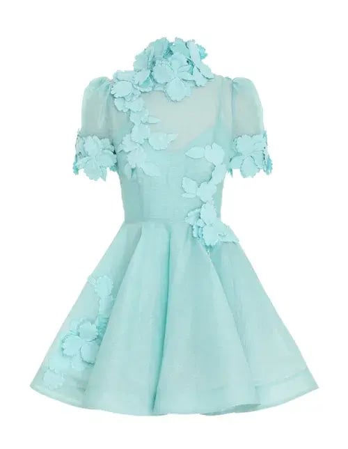 Zimmermann High Tide Lift Off Flower Mini Dress Mint Size 1 /Au 10 photo 3