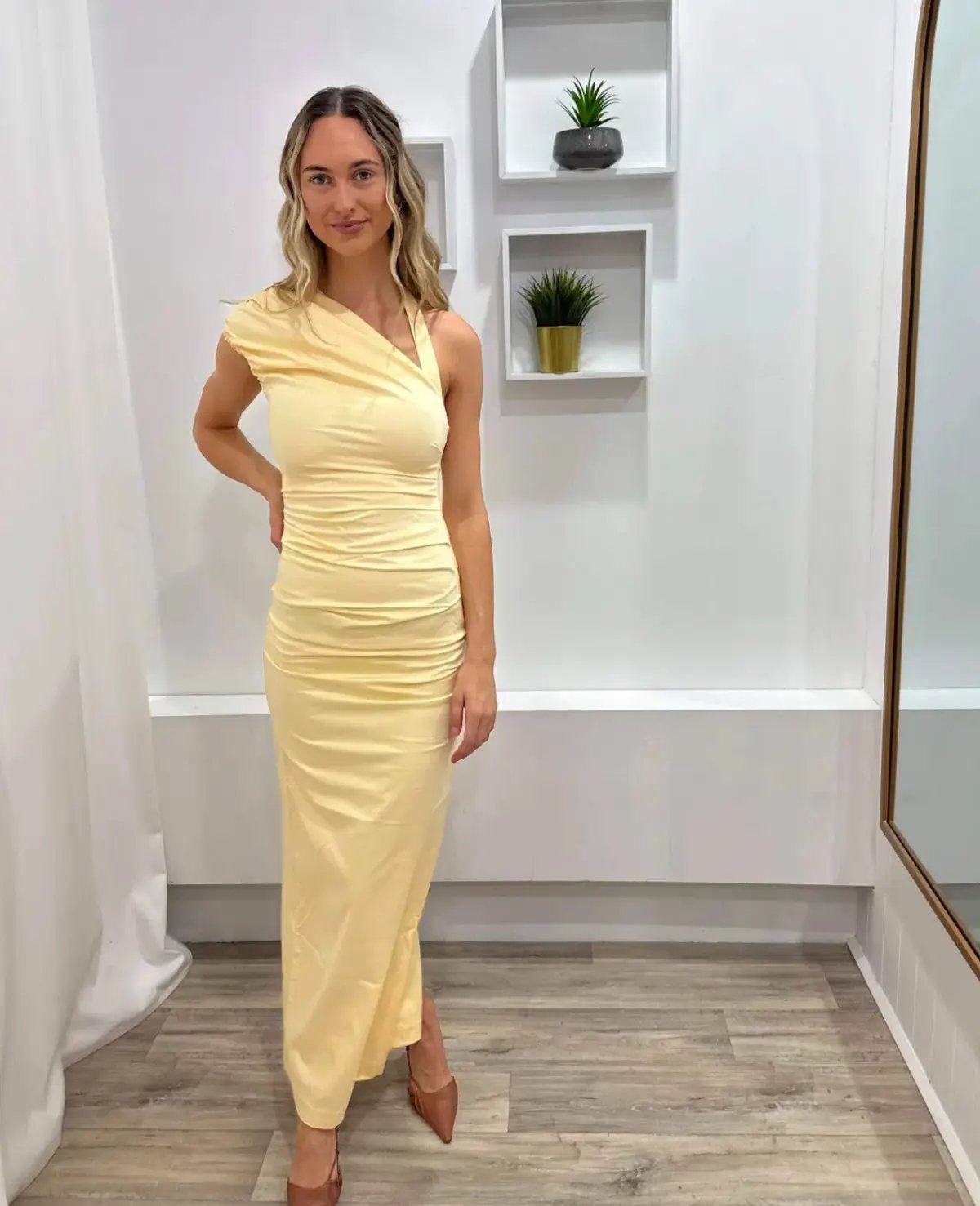 Sir the Label Giacomo Gathered Gown Butter Yellow Size 8 photo 3
