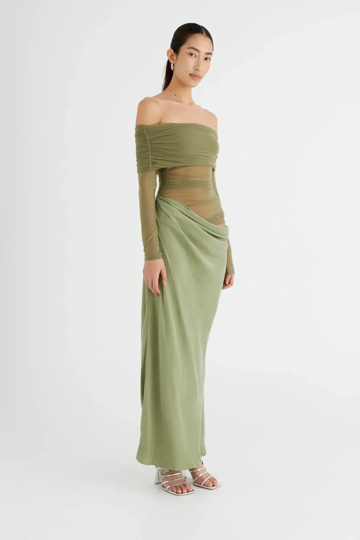 Benni Yasmin off Shoulder Dress in Pistachio Size 8 photo 2