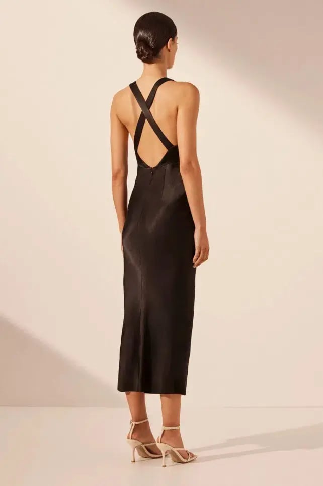Shona Joy Lace Cross Back Midi Dress Black Size 8 photo 3