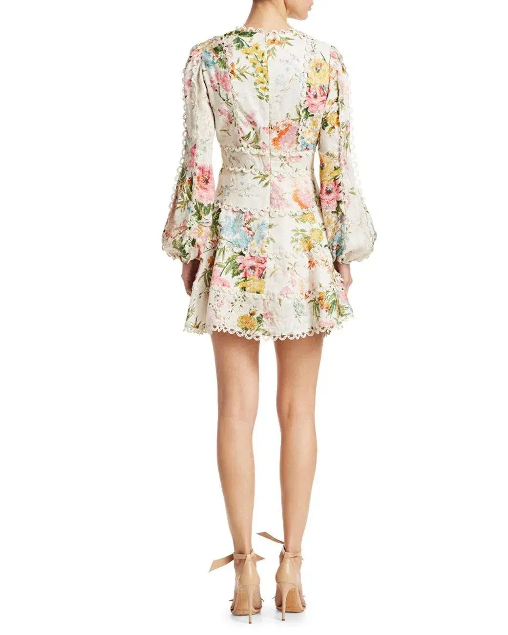 Zimmermann Heathers Flounce Mini Dress Floral Print Size 8 photo 3