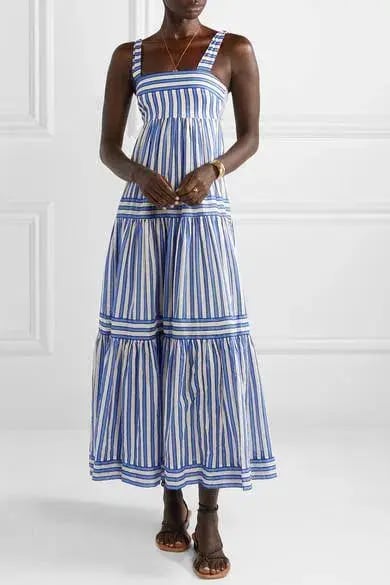 Zimmermann Pattie Striped Maxi Tie Dress Blue Size 6 photo 3