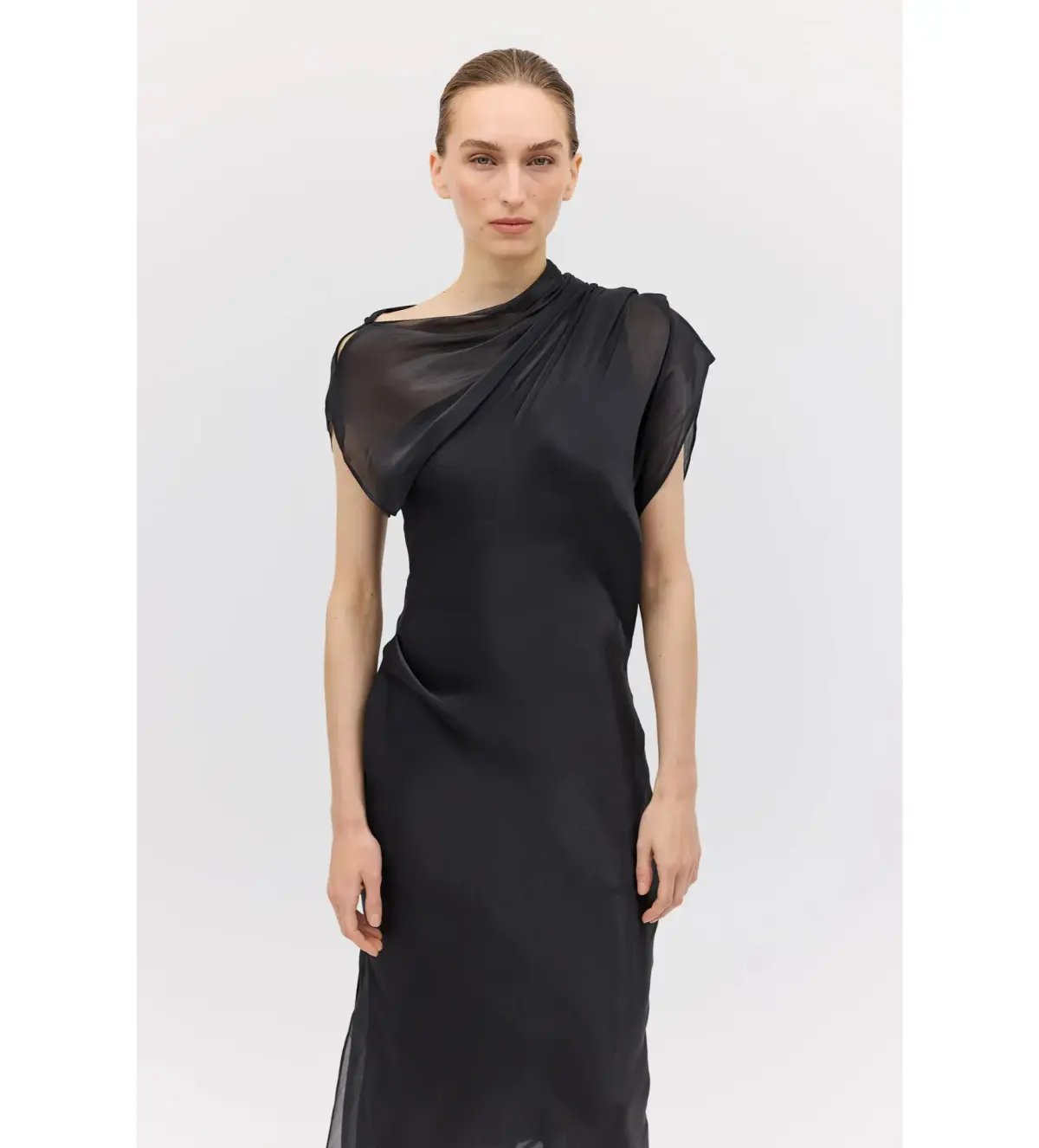 Bianca Spender Liquid Organza Decode Midi Dress Black Size AU 8 photo 6