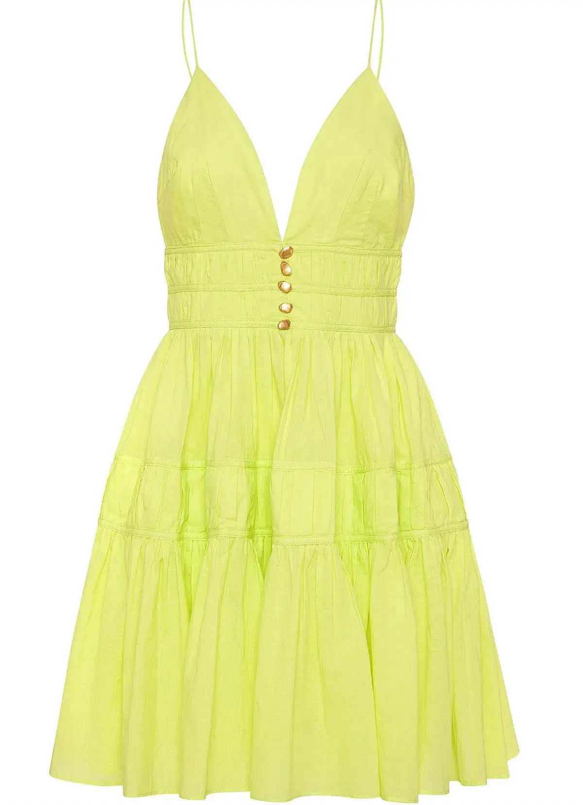 Aje Grace Tiered Dress in Light Lemon Green Size 6/XS photo 4