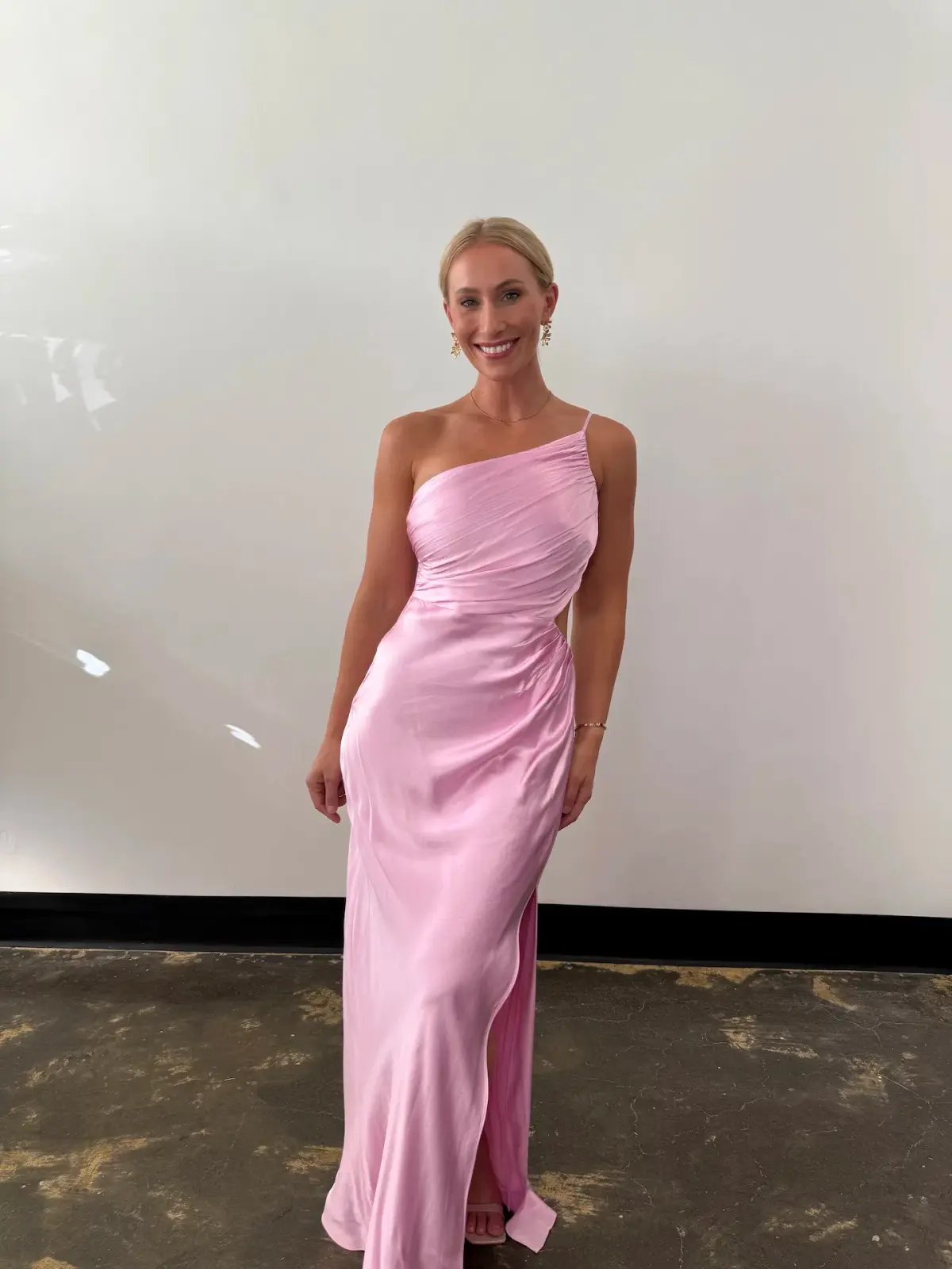 Shona Joy La Lune Asymmetrical Gathered Maxi Dress in Peony Size AU 10 photo 2