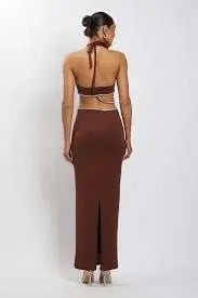 Meshki Nicha Diamante Cut Out Dress Chocolate Size 6 photo 3