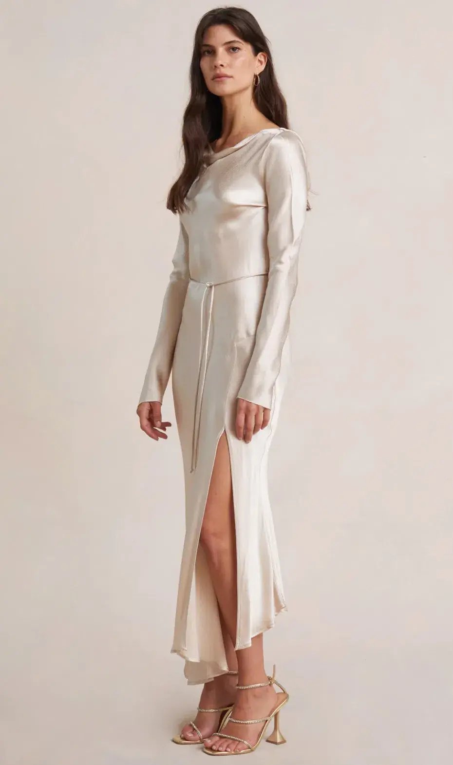 Bec & Bridge Moon Dance Long Sleeve Midi Dress Sand Size 10 photo 2