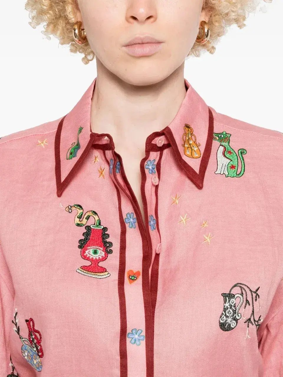 ALEMAIS Timmy Embroidered Shirt & Sarong Skirt Pink Size 10 AU photo 14