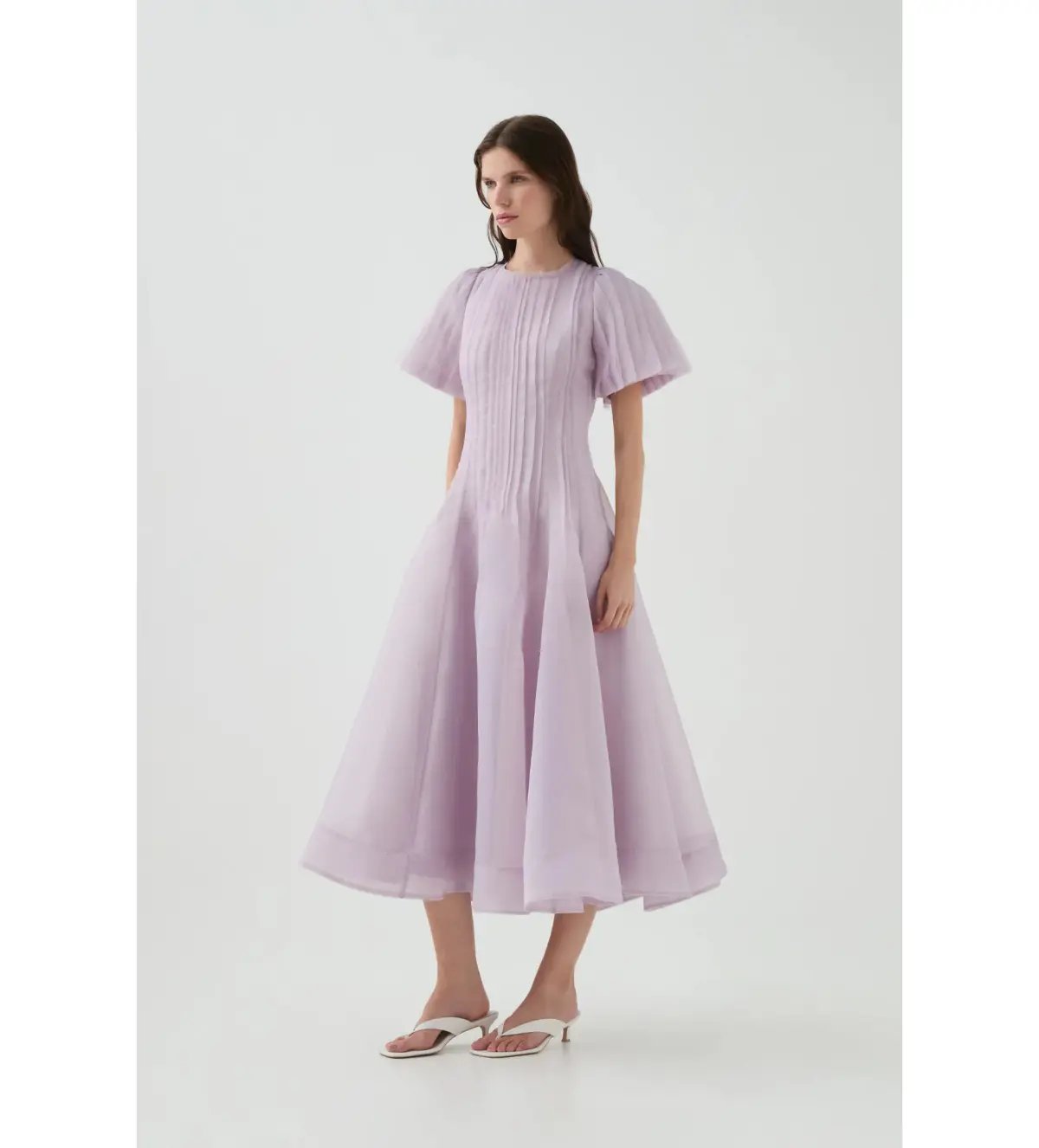 Aje Nova Pleated Midi Dress Lilac Size 10 photo 2