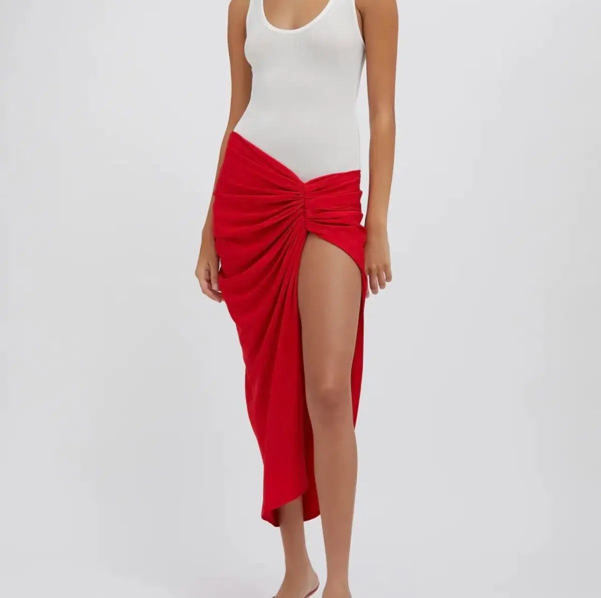 Christopher Esber Euripipdes Ruched Skirt Red Size 8 photo 2