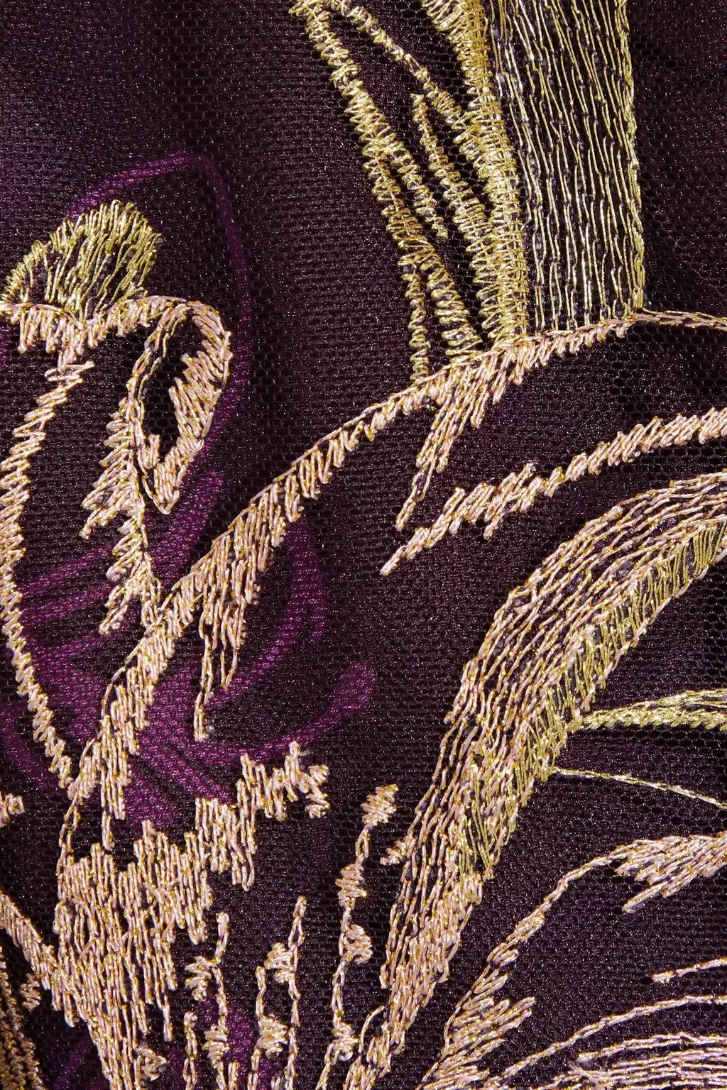 Marchesa Notte Embroidered Burgundy Gown Floral Size 8 photo 4