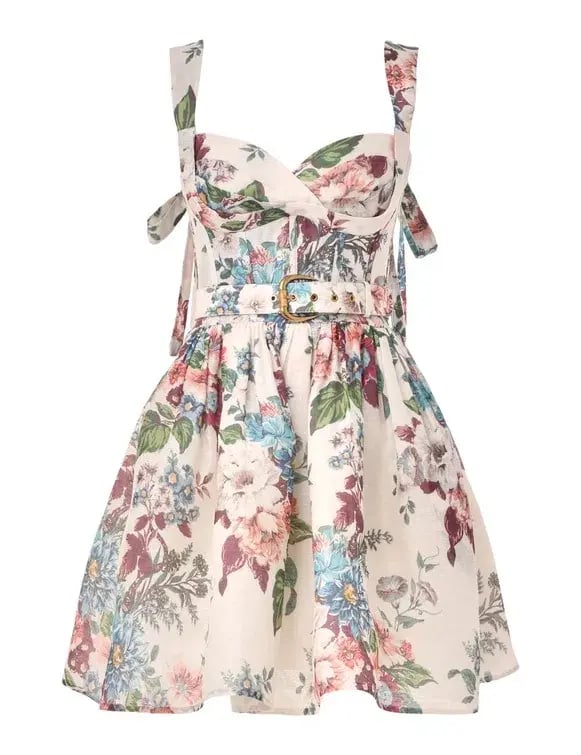 Zimmermann The Matchmaker Midi Dress In Ivory Barkcloth Print Size 0p/Au 6 photo 2