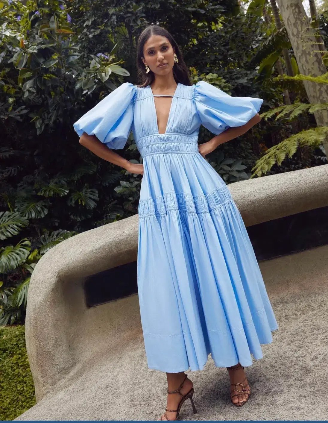 Aje Fallingwater Gathered Midi Dress Blue Size 14 photo 3