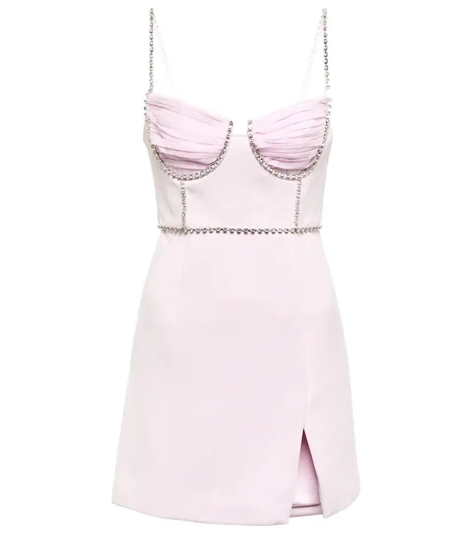 Self Portrait Chiffon and Crepe Mini Dress Pink Size 10 photo 2