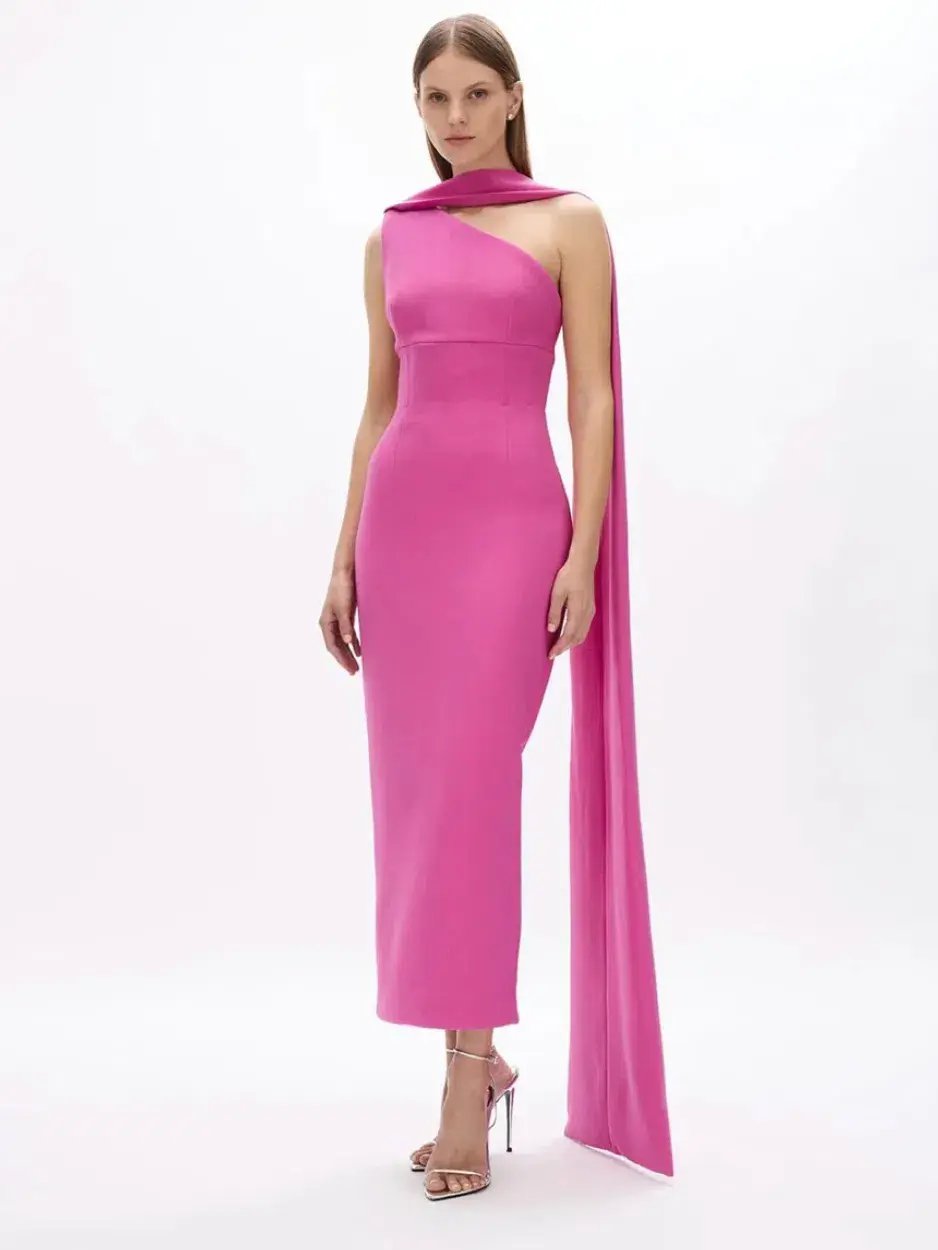 Rachel Gilbert Clara Midi Dress Hot Pink Size AU 6 photo 2
