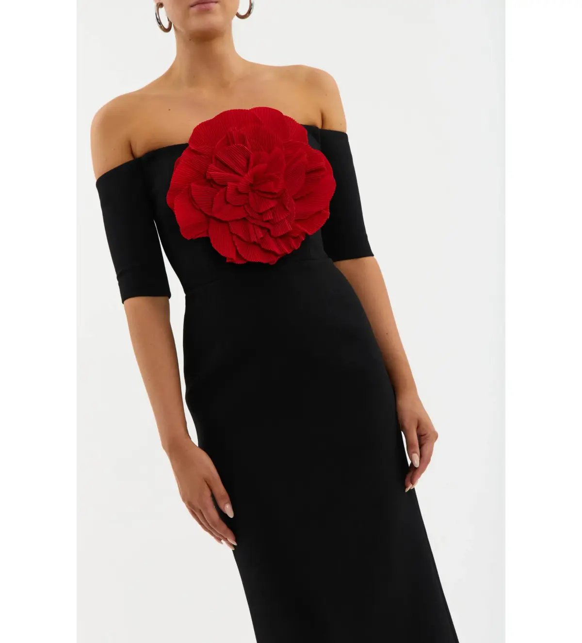 Rebecca Vallance Rhosen Off The Shoulder Midi Dress Black Size AU 8 photo 3