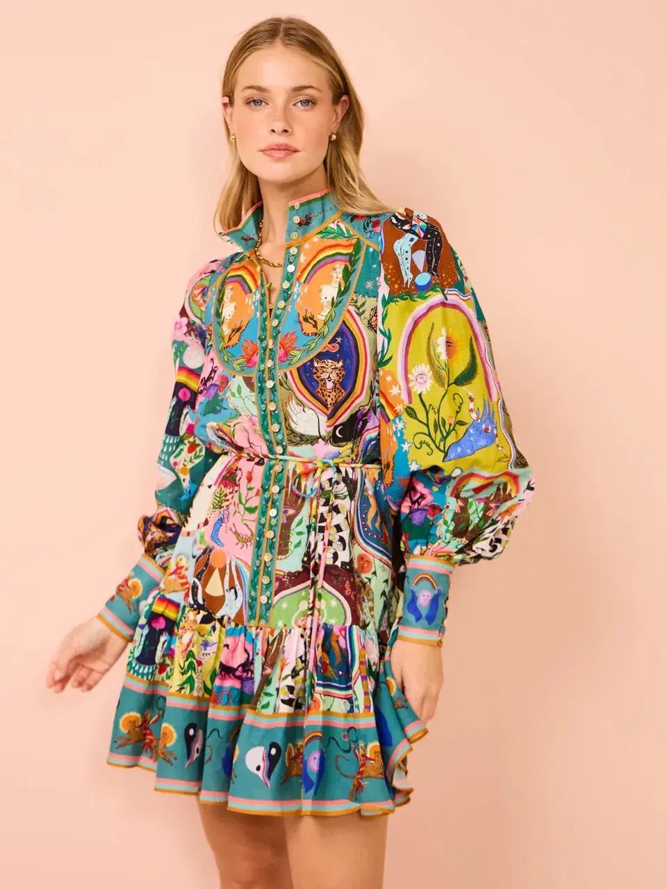 Alemais Evergreen Mini Dress Multi Size AU 10 photo 3